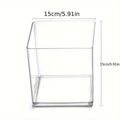 20PCS/5PCS/3PCS Transparent Anti Drop Acrylic Material Square Vase Can Be Used As A Fish Tank, Micro Landscape Table, Flower, Dining Table, Conference Table, Coffee Table Decoration, Ornament, Flower Arrangement Container