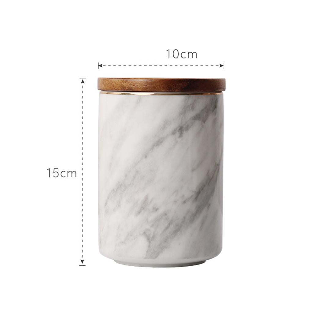 Ceramic Storage Jars Bamboo Lids Large Ceramic Ceramic Storage Containers for kitchen and home Food coffee and tea Marbling , 10x15cm