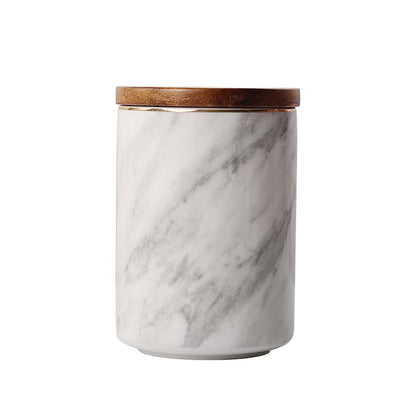 Ceramic Storage Jars Bamboo Lids Large Ceramic Ceramic Storage Containers for kitchen and home Food coffee and tea Marbling , 10x15cm