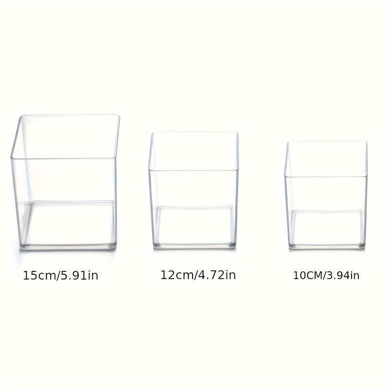 20PCS/5PCS/3PCS Transparent Anti Drop Acrylic Material Square Vase Can Be Used As A Fish Tank, Micro Landscape Table, Flower, Dining Table, Conference Table, Coffee Table Decoration, Ornament, Flower Arrangement Container