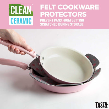 Tasty Clean Ceramic 16 Piece Non-Stick Aluminum Cookware Set, Pink