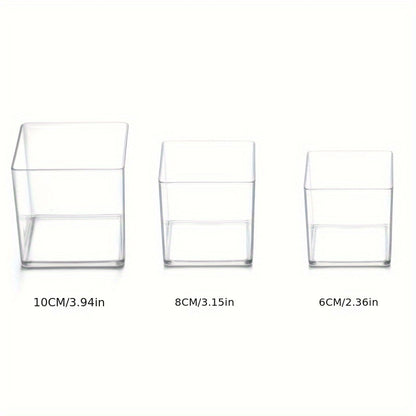 20PCS/5PCS/3PCS Transparent Anti Drop Acrylic Material Square Vase Can Be Used As A Fish Tank, Micro Landscape Table, Flower, Dining Table, Conference Table, Coffee Table Decoration, Ornament, Flower Arrangement Container