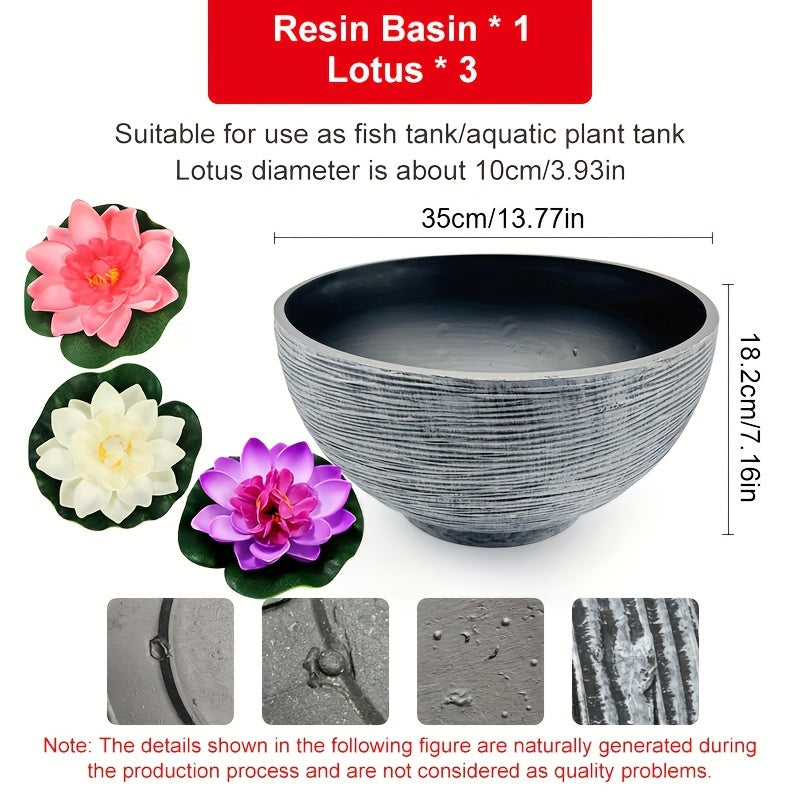 Eco-Friendly Resin Fish Tank With Imitation Stone Design - Round, Non-Electric Hydroponic Aquarium For Home & Balcony Decor Fish Tank Decor Aquarium Stones For Fish Tank