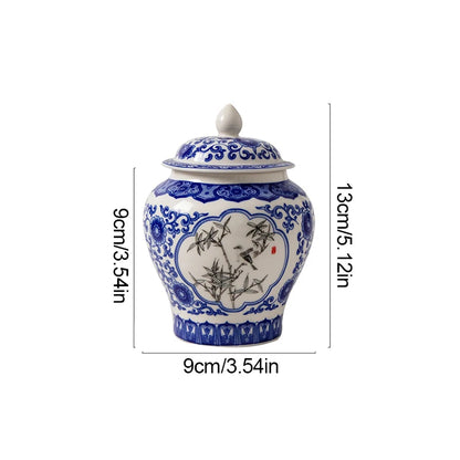 China Style Ceramic Storage Tank Ornament Blue And White Porcelain Tea Pot Kitchen Garlic Ginger Jar Container Restaurant Decor