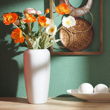 Elegant Expressions by Hosley Traditional Shape White Floral Design Ceramic Vase