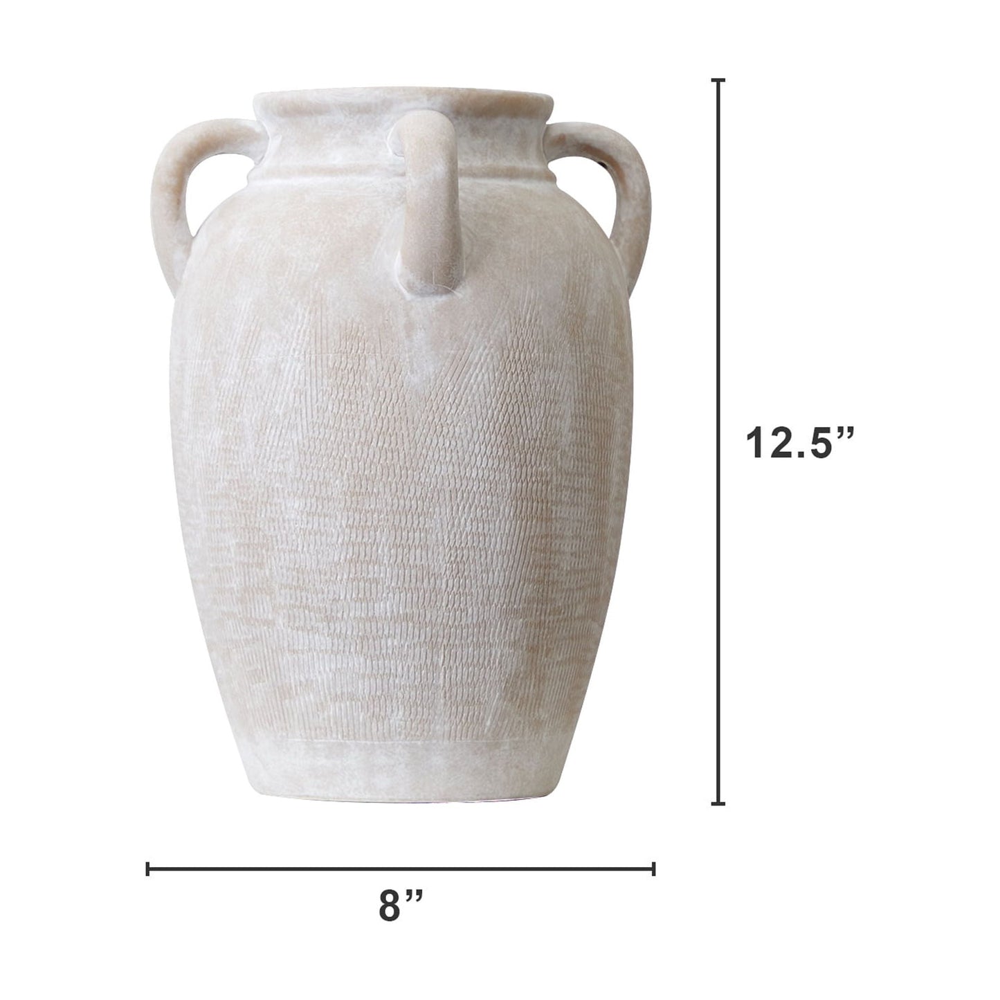 Mainstays 12" White Washed Textured Ceramic Vase